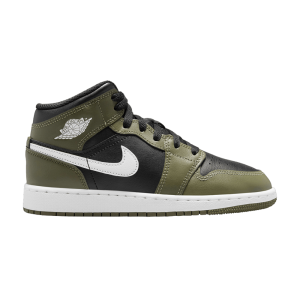 Jordan 1 Mid Schwarz Weiß Oliv (GS)
